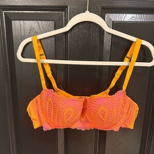 Savage X Fenty Orange and Pink Lace Bra